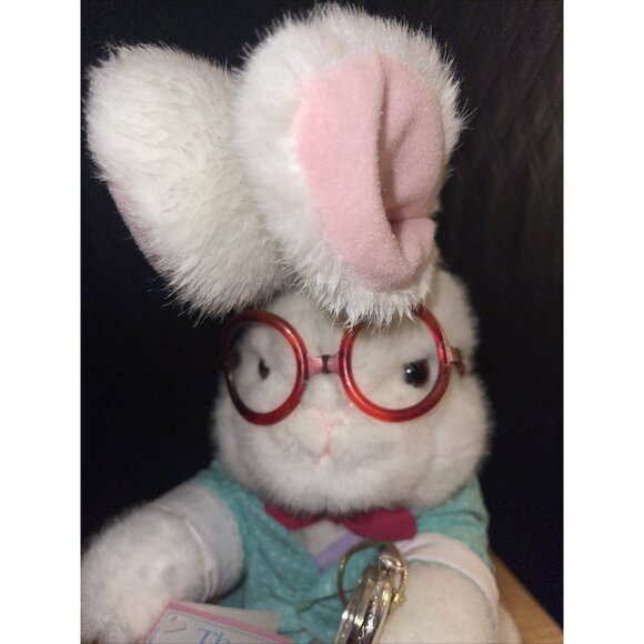 "The White Rabbit" Plush Stuffed Toy With Red Glasses & Pocket Watch - Picture 9 of 11